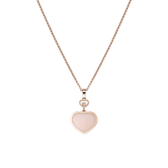 Naszyjnik Chopard Happy Hearts różowe złoto diamenty 45 cm