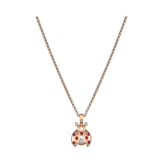 Naszyjnik Chopard Happy Diamonds różowe złoto diament Rubin 42 cm