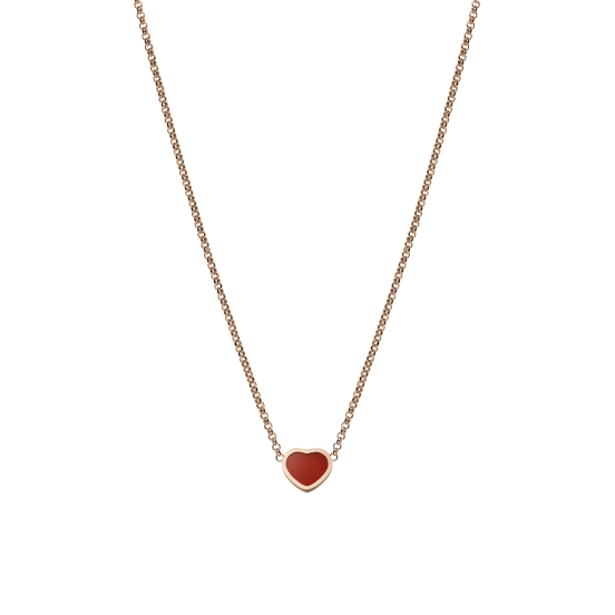 Naszyjnik Chopard My Happy Hearts różowe złoto Karneol 41cm