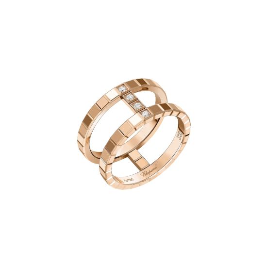 Pierścionek Chopard Ice Cube różowe złoto diamenty rozmiar 15