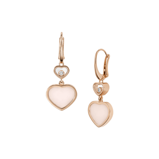 Kolczyki Chopard Happy Hearts różowe złoto diamenty