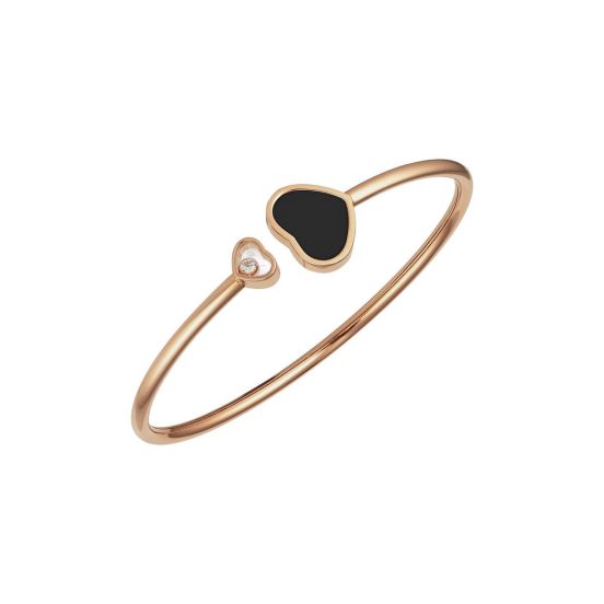 Bransoletka Chopard Happy Hearts różowe złoto diament Onyks M