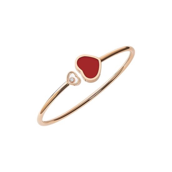 Bransoletka Chopard Happy Hearts różowe złoto diament karneol 17cm