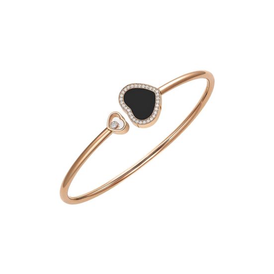 Bransoletka Chopard Happy Hearts różowe złoto diamenty Onyks