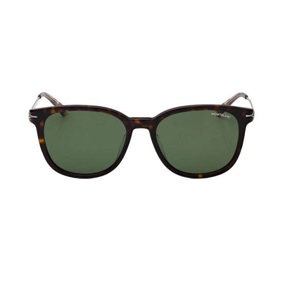 Okulary przeciwsłoneczne Montblanc z okrągłymi oprawkami i zielonymi soczewkami