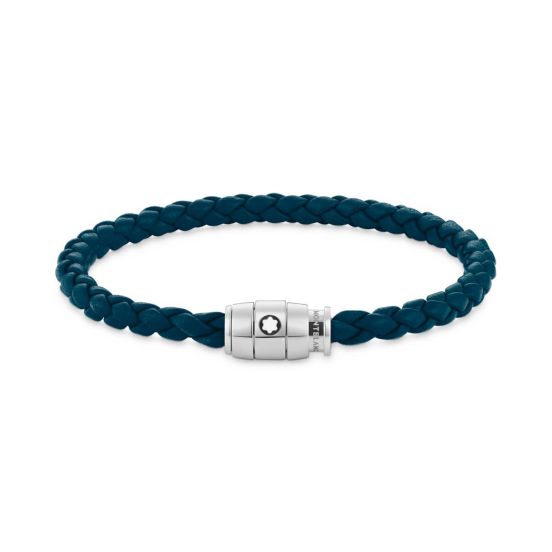 Bransoletka Montblanc Meisterstück 3 stalowe pierścienie Cyprus blue 17,5cm