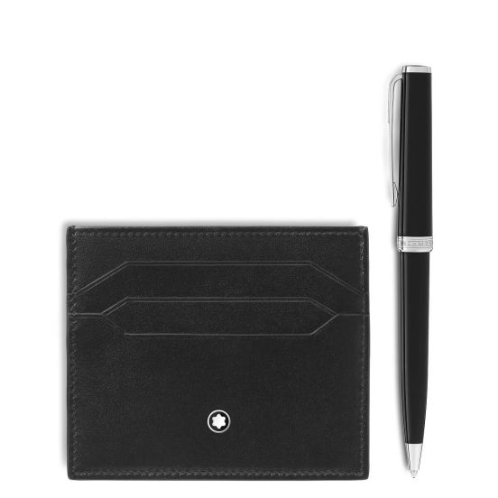 Zestaw Montblanc długopis PIX black + card holder 6cc Meisterstück
