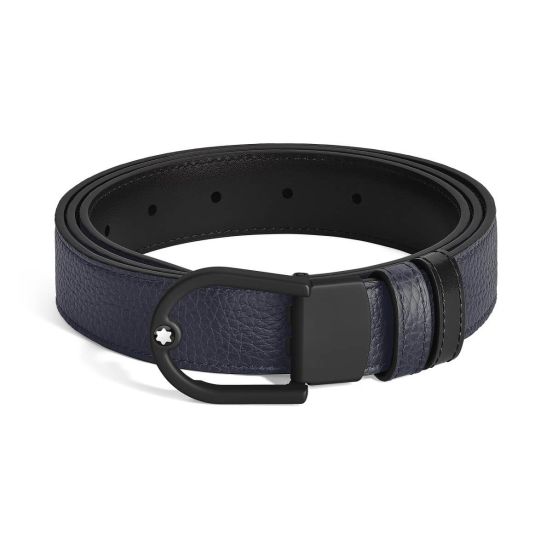 Pasek do spodni Montblanc dwustronny Horseshoe midnight blue/black 30 mm
