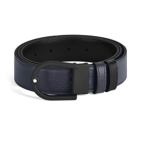 Pasek do spodni Montblanc dwustronny z klamrą w kształcie podkowy blue/black 35 mm