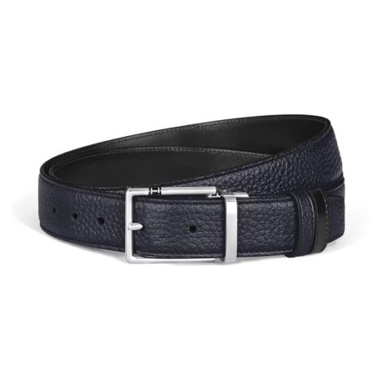 Pasek do spodni Montblanc dwustronny z prostokątną klamrą Midnight Blue/Black 30 mm