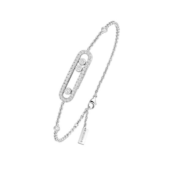 Bransoletka Messika Baby Move białe złoto diamenty 18 cm