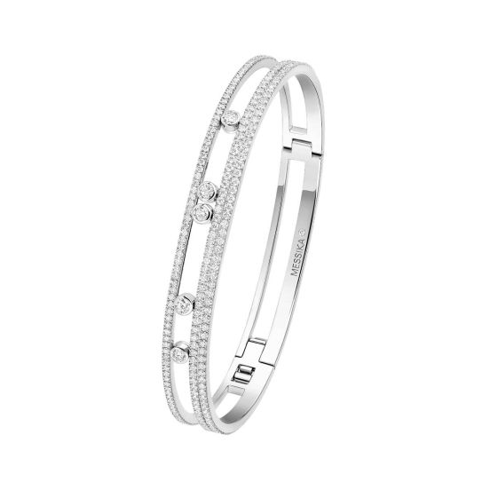 Bransoletka Messika Move Romane białe złoto diamenty M 15,5-16,5 cm