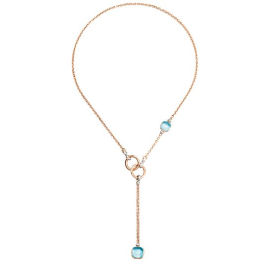 Naszyjnik Pomellato Nudo różowe złoto diamenty Topaz 53 cm