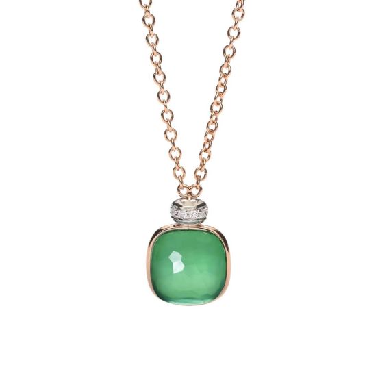 Naszyjnik Pomellato Nudo złoto diamenty Prasolit Agat 42 cm