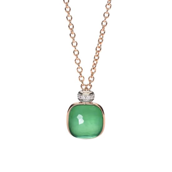 Naszyjnik Pomellato Nudo złoto diamenty Prasolit Agat 70 cm