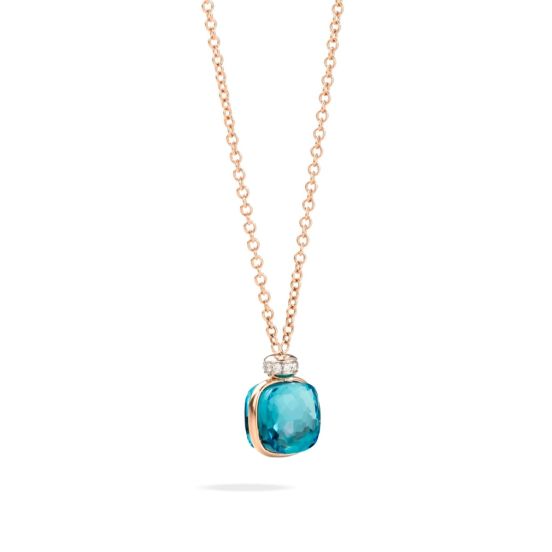 Naszyjnik Pomellato Nudo różowe złoto diamenty topaz 70 cm