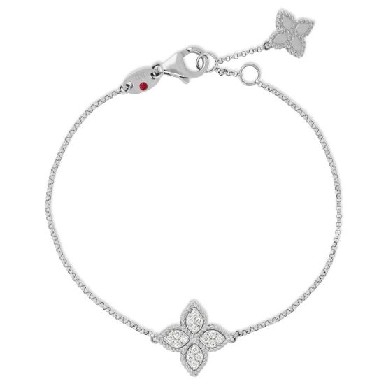 Bransoletka Roberto Coin Princess Flower białe złoto diamenty 18cm
