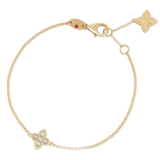 Bransoletka Roberto Coin Princess Flower żółte złoto diamenty 18 cm