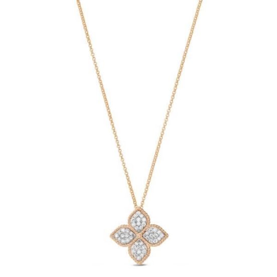 Naszyjnik Roberto Coin Princess Flower złoto diamenty 45cm