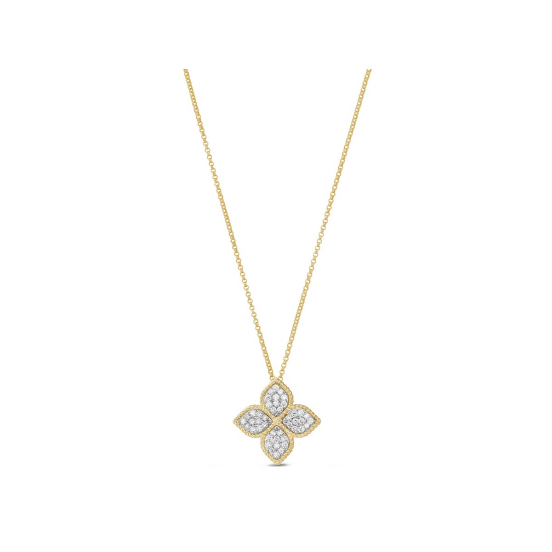 Naszyjnik Roberto Coin Princess Flower złoto diamenty 45 cm