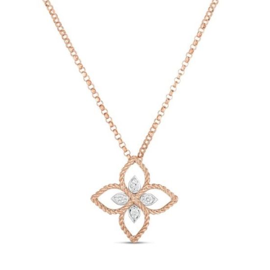 Naszyjnik Roberto Coin Princess Flower złoto diamenty 45 cm