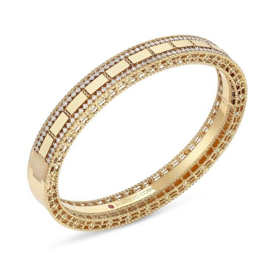 Bransoletka Roberto Coin Art Deco żółte złoto diamenty 46x56 mm