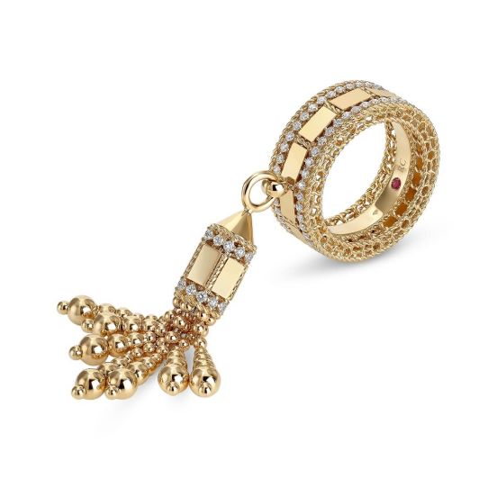 Pierścionek Roberto Coin Art Deco żółte złoto diamenty rozmiar 17