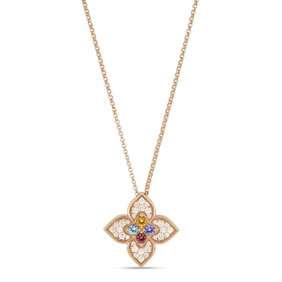Naszyjnik Roberto Coin Venetian Princess różowe złoto diamenty 45 cm
