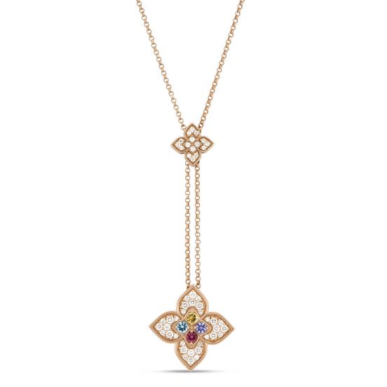 Naszyjnik Roberto Coin Venetian Princess różowe złoto diamenty 45 cm