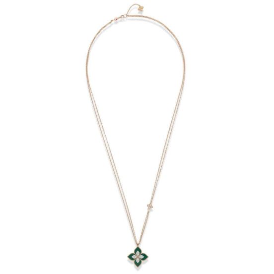 Naszyjnik Roberto Coin Princess Flower złoto Diamenty Malachit 85 cm