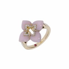 Pierścionek Roberto Coin Venetian Princess żółte złoto diamenty Opal rozmiar 14