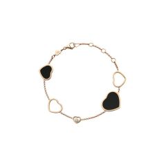 Bransoletka Chopard Happy Hearts różowe złoto diament Onyks 20 cm