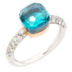 Pierścionek Pomellato Nudo białe złoto diamenty Topaz rozmiar 16