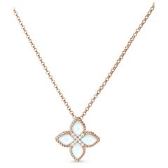 Naszyjnik Roberto Coin Princess Flower różowe złoto diament perła 45cm