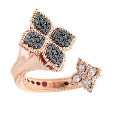 Pierścionek Roberto Coin Princess Flower różowe złoto diamenty Rubin rozmiar 14