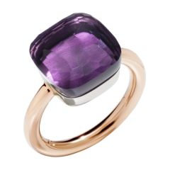 Pierścionek Pomellato Nudo różowe złoto diamenty Ametyst rozmiar 13