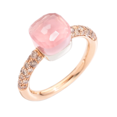 Pierścionek Pomellato Nudo różowe złoto diamenty Kwarc rozmiar 15