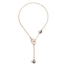 Naszyjnik Pomellato Nudo różowe złoto diamenty Obsydian 53 cm