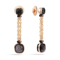 Kolczyki Pomellato Nudo różowe złoto diamenty Obsydian