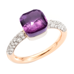 Pierścionek Pomellato Nudo różowe złoto Ametyst diamenty rozmiar 14