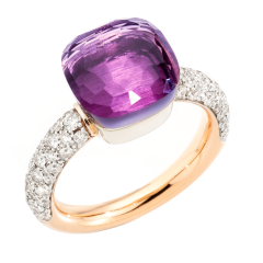 Pierścionek Pomellato Nudo różowe złoto Ametyst diamenty rozmiar 16