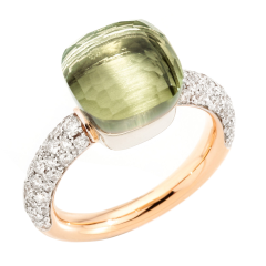 Pierścionek Pomellato Nudo różowe złoto Prasolit diamenty rozmiar 16