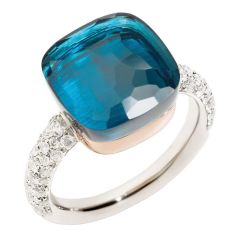 Pierścionek Pomellato Nudo białe złoto Topaz diamenty rozmiar 13