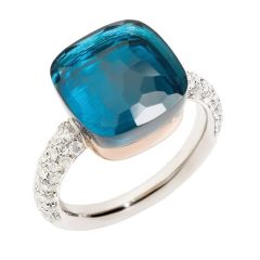 Pierścionek Pomellato Nudo białe złoto diamenty Topaz rozmiar 22