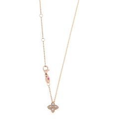 Naszyjnik Roberto Coin Princess Flower różowe złoto diamenty 45 cm