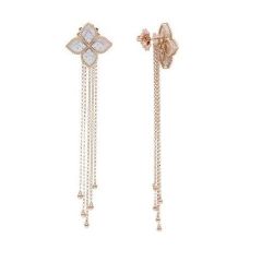 Kolczyki Roberto Coin Princess Flower różowe złoto diamenty Masa perłowa