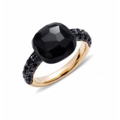 Pierścionek Pomellato Capri żółte złoto diamenty Onyks rozmiar 16