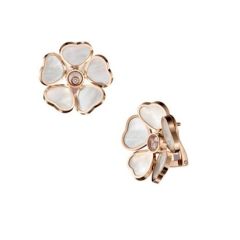 Kolczyki Chopard Happy Hearts różowe złoto diamenty Masa perłowa