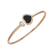 Bransoletka Chopard Happy Hearts różowe złoto diamenty Onyks 15 cm