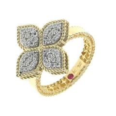 Pierścionek Roberto Coin Princess Flower żółte złoto diamenty rozmiar 13